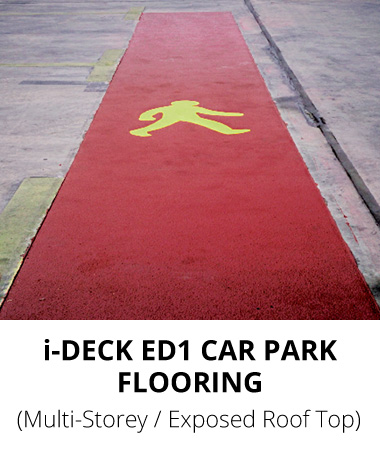 Car Park Flooring Polyurethane System i-Deck ED1 for a multi-storey car park floor at exposed roof top