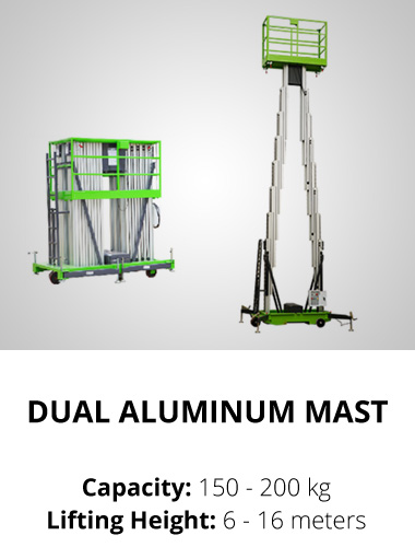Dual Aluminum Mast Mobile Elevated Work Platfom